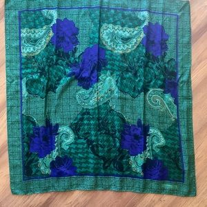 Vintage Christian Dior Green & Purple Silk Scarf